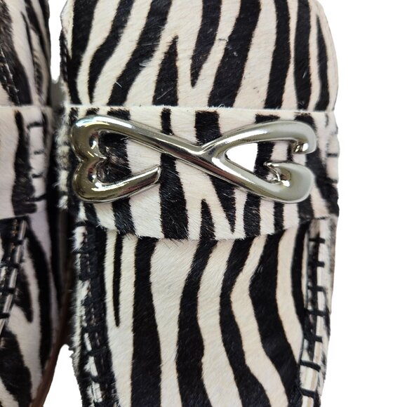 NWOT/NWOB Etta Grove Calf Hair Zebra Print Loafer Shoes Size 10.5 - Picture 5 of 9